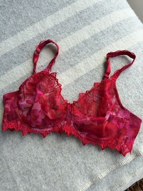 Lise Charmel floral & Red Lace Bra
